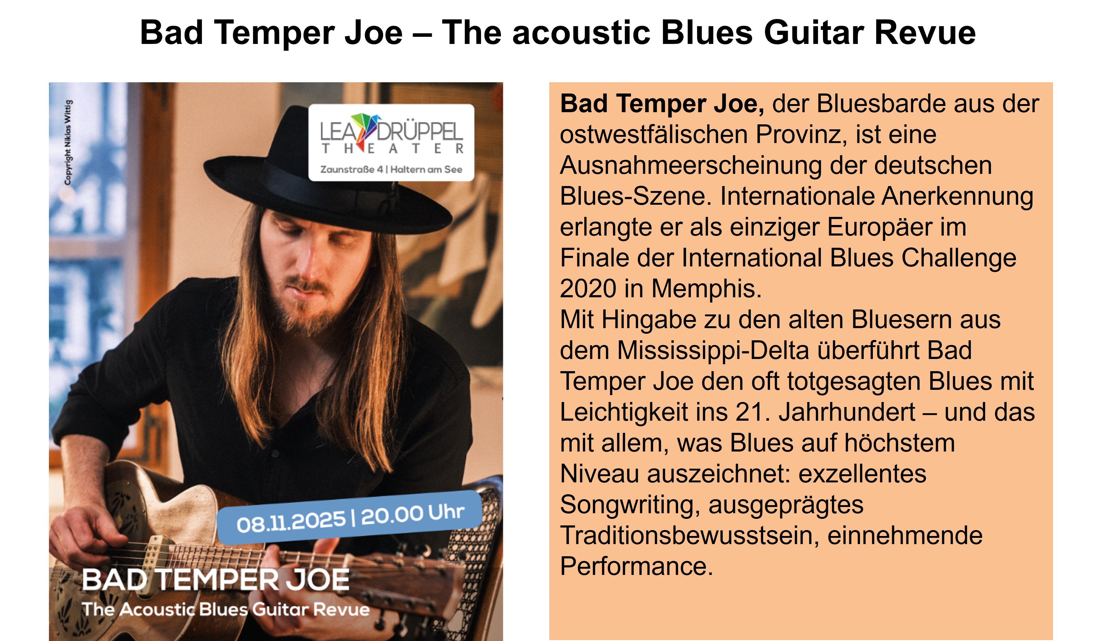 Bad Temper Joe Webseite